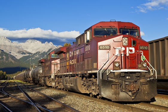 Canadian Pacific freight train locomotive at Banff station, Banff National Park, Canadian Rockies, Alberta, Canada. (Neale Clark / robertharding/REX Shutterstock) 