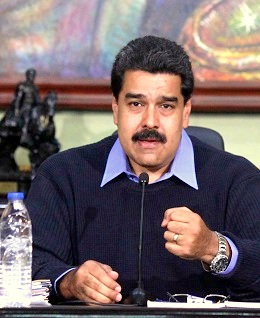 Venezuelan President Nicolas Maduro attends a meeting talking about the situation on the border with Colombia at Miraflores Palace, in Caracas, Venezuela 12 Sep 2015 (Xinhua News Agency/REX Shutterstock) 