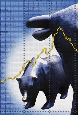 Photo illustration of bear and bull market (Image Source/REX/Shutterstock)
