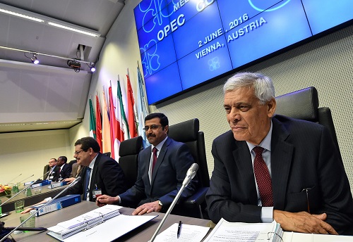 The benchmarks rallied close to $8.00/bbl last week on speculation that OPEC producers and Russia could agree to freeze output during September’s International Energy Forum in Algeria. Above, OPEC secretary-general Abdallah Salem el-Badri attends the group’s 169th last month. (Xinhua News Agency/REX/Shutterstock)