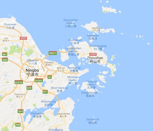 Zhoushan (Google map) 14 September 2016