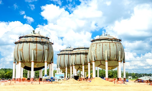 Olefin storage spheres under construction at the world-scale Lake Charles Chemicals Project in Louisiana. (Sasol) 