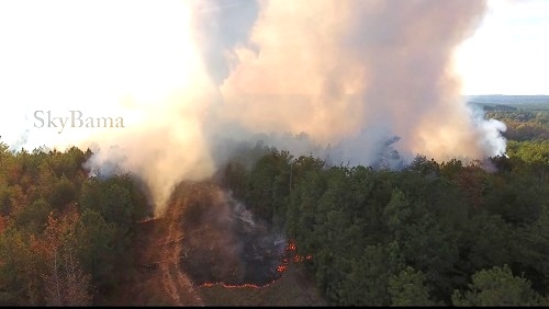 A YouTube video posted by Kevin Henderson on 31 October shows the large fire east of Woodstock, Alabama. (Courtesy of SkyBama.com) https://youtu.be/HIX7EC5hNhM