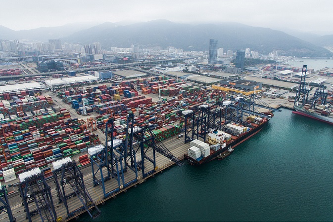 Aerial view of Shenzhen port in China