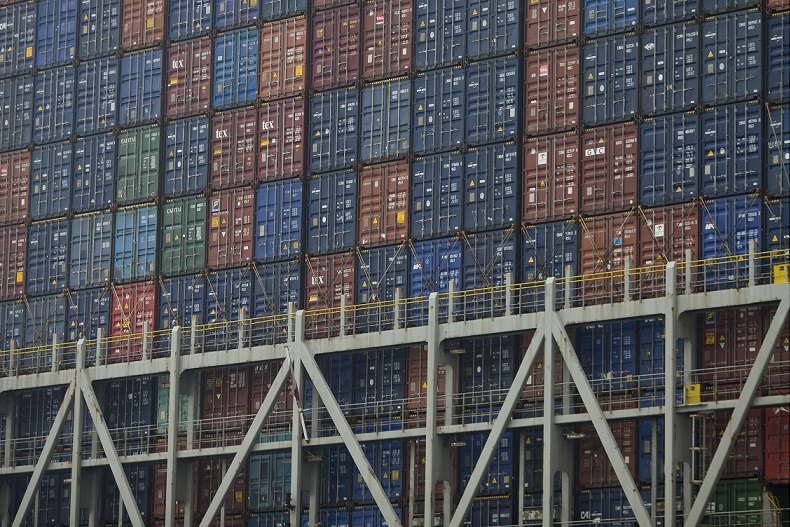 Shipping containers in Hong Kong terminal 22 May