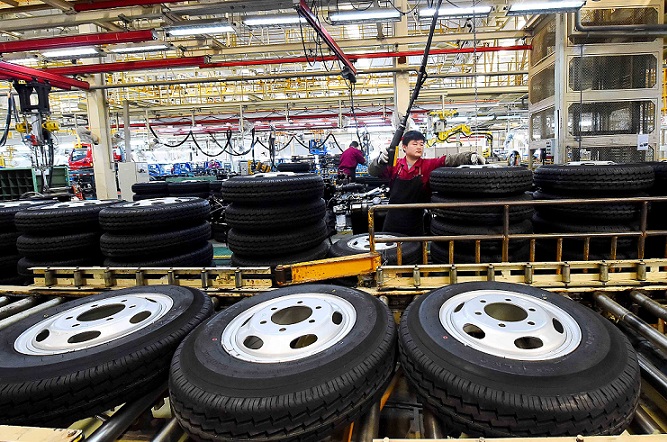 Tyres at China automotive plant 26 May