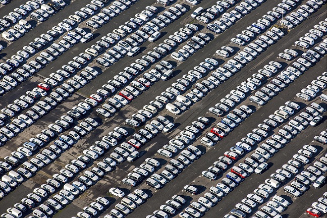 A car stockpile in Essen, Germany. Source - Hans Blossey, imageBROKER, REX, Shutterstock